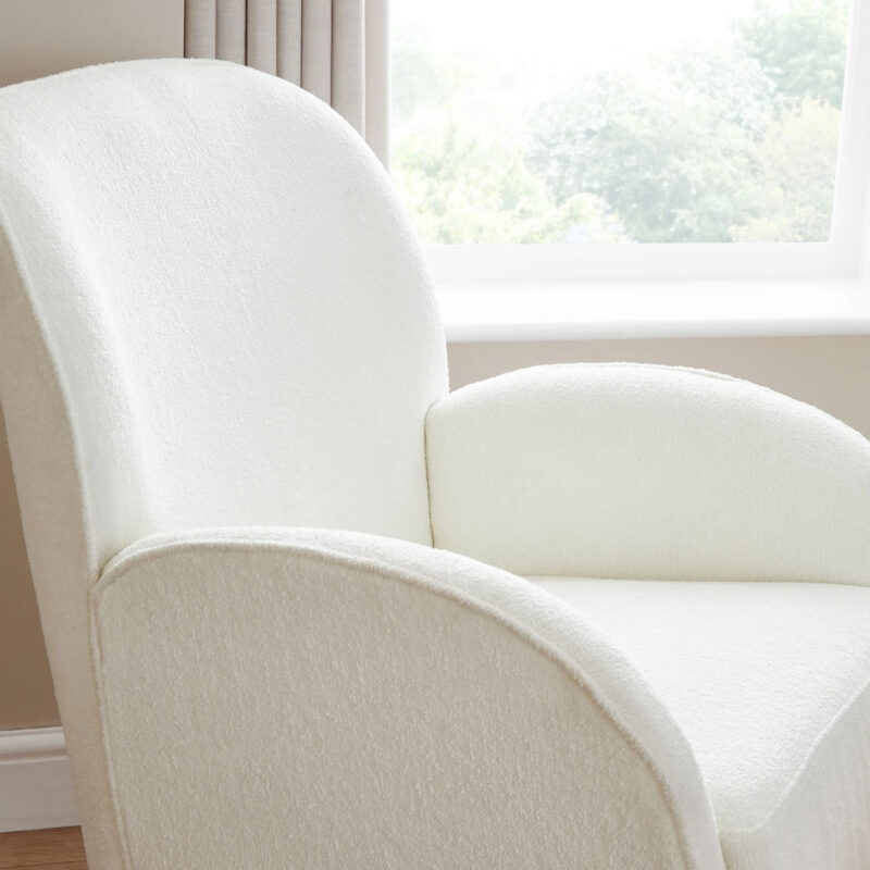 Babymore FREYA Nursing Chair with Stool - Off White Boucle (2)