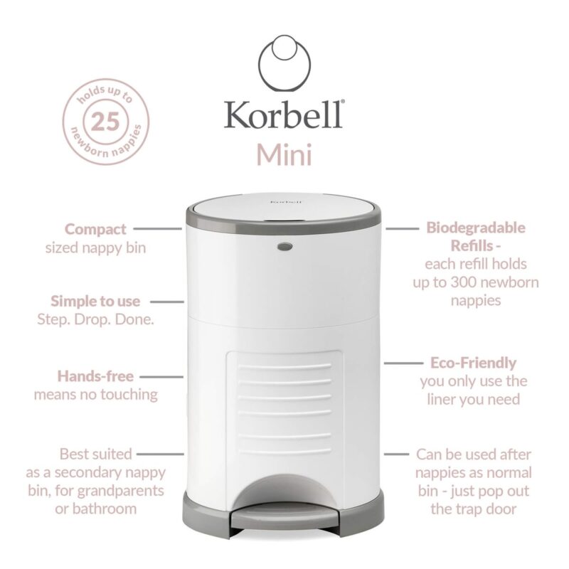 Korbell Mini 9 litre Nappy Bin (1)