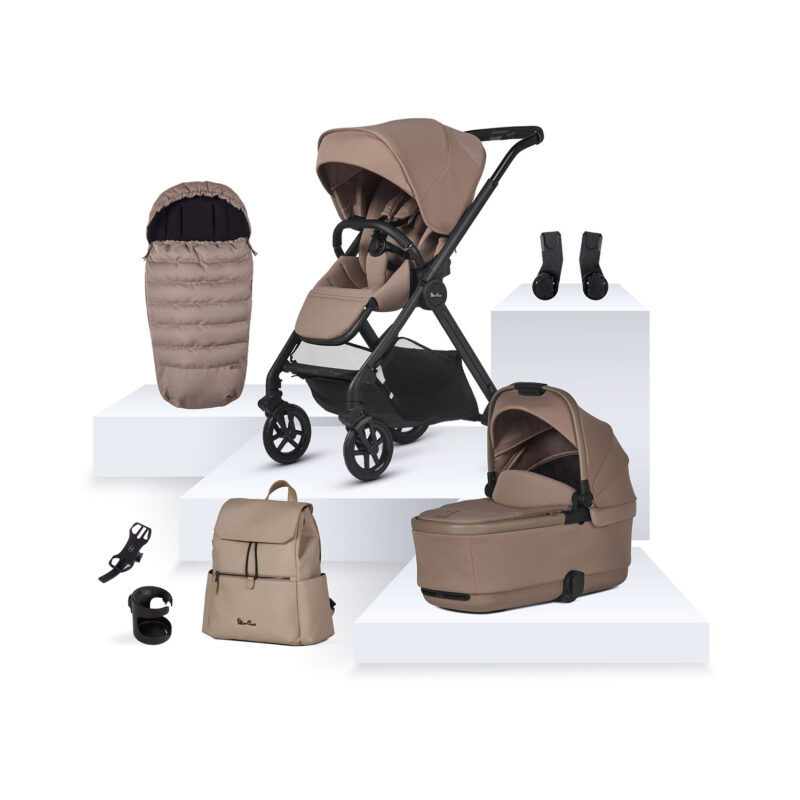 Silver Cross Reef 2 with First Bed Folding Carrycot and Accessory Box - Mocha